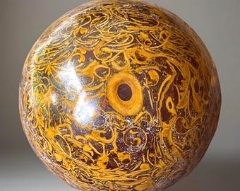 Calligraphy Stone Sphere, Polished Fossilized Crystal Orb - Unique natural stone ball 53mm