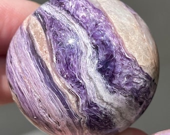 Charoite HQ Sphere with Chatoyancy and beautiful Purple Pink patterns - #98
