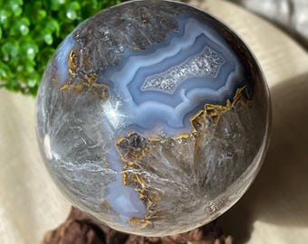Green & Blue Quartz Flower Agate Sphere with Pink Flowers, Unique Flower Agate Crystals, Beautiful Statement Crystal Gifts