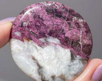 Rubellite Cookie Crystal Flat, Polished Pocket Round Gemstone