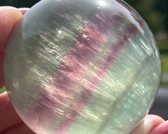 Candy Fluorite HQ Sphere with rainbow galaxy, Light Blue, Green,  Fluorite Ball, Crystal Sphere AAA Quality