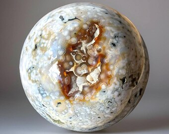 8th Vein Jelly Ocean Jasper Sphere with druzy, Collectors Madagascar Botryoidal Ocean Jasper - No.487