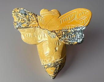 Maligano Jasper Hand Carved Bee • Rare Unique Crystal Find & gift • Colorful Jasper Crystal Carving  • One of a kind stone insect