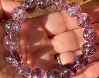 Rainbow Amethyst Bracelet - Stretch 13mm beads, Rare Gemstone Beads, Unique Handmade Jewelry Gift