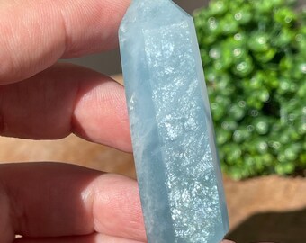 Aquamarine Tower full of Silver Flash,  Blue aquamarine  point, AAA Grade Aquamarine, #52
