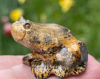 Picture Jasper Frog Carving, Crystal Animal Zen Garden Decor Gift, #56