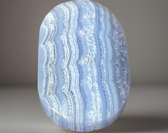 Blue Lace Agate Palmstone, Collectible Crystal, Unique Pocket Rock, Crystals for Traveling