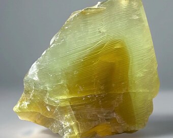 Green Banded Calcite Rough Crystal from Mexico, Beautiful Shades of Green Natural Calcite Raw Specimen, Lapidary Rock, Display Mineral