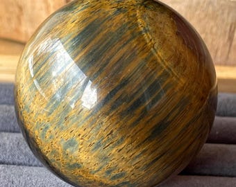 Blue and Gold Tiger's Eye XL Sphere, Natural Flashy HQ Unique Crystal Orb #89
