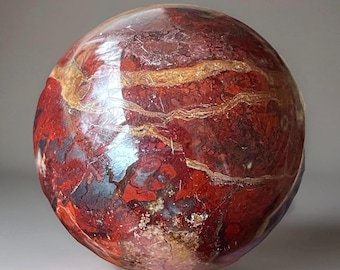 JASPILLITE Sphere, Red Jasper & Hematite Crystal Orb (97)