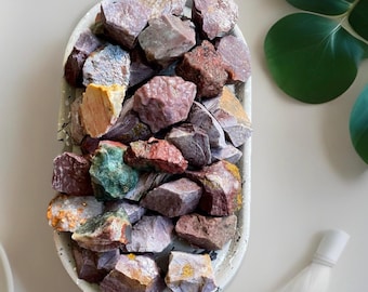 Shades of Pink & Purple Ocean Jasper Raw Stones | Red Bubble OJ | Rough Crystal | Orbicular Jasper Crystal gifts | Unique Crystal Decor