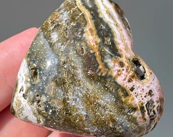 Orbicular Ocean Jasper Crystal Heart (287)