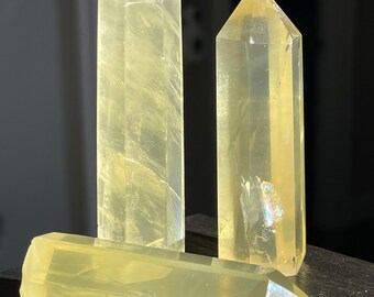Natural Citrine Tower , Golden Yellow Citrine Point, Crystal Towers , Rainbow flash Citrine