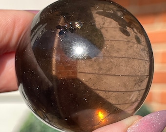 Smoky Quartz Sphere Gemmy HQ Smoky ball, Rainbow Crystal Spheres