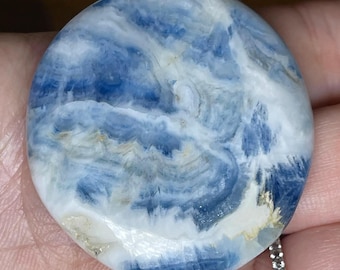 Blue & White Scheelite Cookie, Natural Rare Banded Scheelite Gemstone