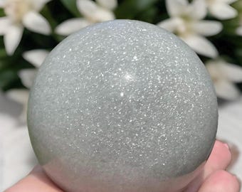 Grey Sage Mica Shimmering Statement Sphere - No.51,  New Find from Brazil