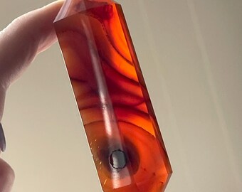 Carnelian Double Point Crystal, Unique Crystal DT Point, Red Carnelian Agate