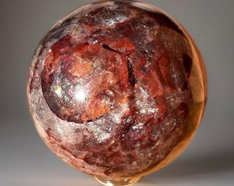 Fire Quartz Sphere Multi Shades of Red and Incredible Rainbows • Collectors Edition Red ferruginous Quartz • HQ Sphere AAA grade Crystal