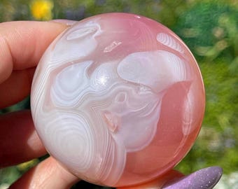Pink Jelly Agate sphere from Madagascar