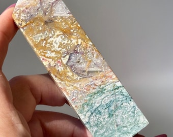 Pink Moss Agate Crystal Tower, Natural Stone Home Decoration,  Mineral specimens,  Crystal Gifts