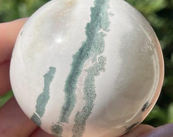 White & Green Zebra Stone in Quartz Sphere, Unique Natural Jasper Crystal Ball, Abstract Crystals for home decor (470)