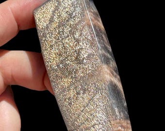 Rainbow Lattice Sunstone Large Freeform, AAA Grade Crystal Gift for Collectors, Rare Confetti Black sunstone, #9
