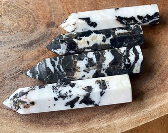 Zebra Jasper Tower, Black and White Jasper, Black Crystal , Zebra Jasper point