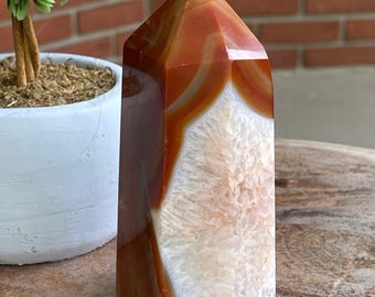 Carnelian Large Tower with Quartz