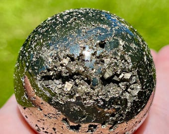 Pyrite Crystal Sphere,  HQ Sparkly Golden Polished Pyrite Orb (28)