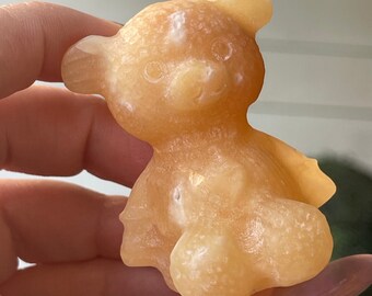 Orange Calcite Cute Bear Carving - #6