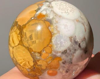 Spotted Agate Sphere: Orbicular Agate Crystal Ball with Quartz