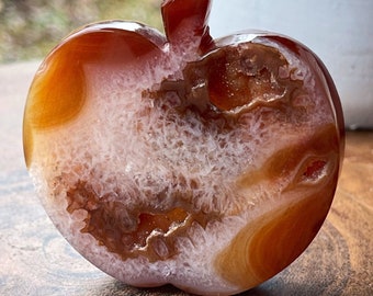 Carnelian Druzy Apple Slab Carving
