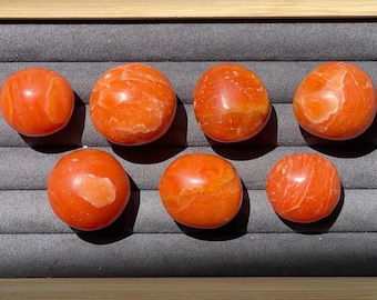 Juicy Orange Calcite Tumble Stone, Natural Polished Dreamy Deep Orange Calcite Crystal, Crystals for Gifting & Collecting, Pocket Rocks