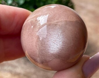 Rose Gold Moonstone Sphere, Peach Sunstone Moonstone High Quality Sphere Silver Flash - #57