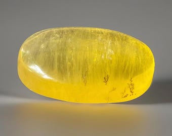 Yellow Dendritic Fluorite Palm Stone, Natural Polished Geometric Worry Stone, Crystal Pocket Specimen (24)