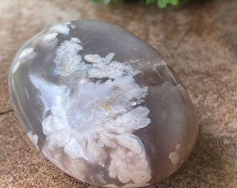 Flower Agate Pink PalmStone Travel Crystal #9