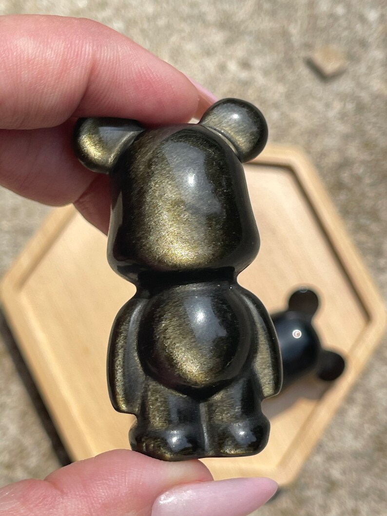 Gold Sheen Black Obsidian Bear Obsidian Carvings AAA Grade Etsy