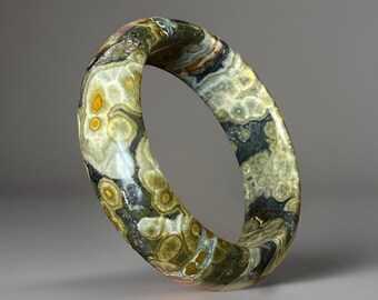 Kabamby Ocean Jasper Hard Bangle – Layering Jewelry, Stacking Crystal Bracelet, Unique Collector’s Jewelry