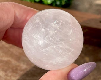 Periwinkle Rose Quartz Sphere, Unique Violet Blue Gemstone Ball, Rocks for Decor & Crystal Grids