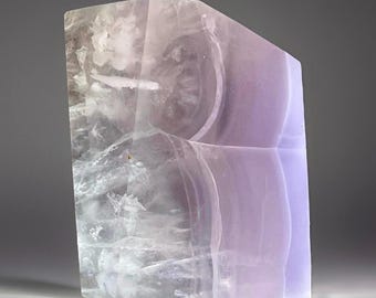 Lavender Yttrium Mica Fluorite Large Freeform, Unique Suspended Crystal Triangles Natural Fluorite Specimen, Polished with Rainbows