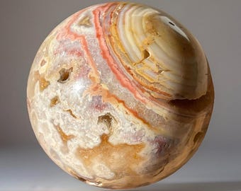 Pink Lace Agate Sphere, Indonesian Druzy Agate Crystal Ball, Collector’s Agate ( 427)