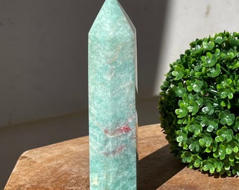 Amazonite Sunstone Tower with a Silver Flash, AAA Grade Crystal Gifts, #62