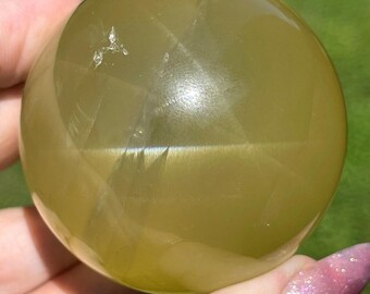 Lemon Quartz Sphere with Asterism • Rare Collectors Crystals • Rainbow Star Flashy Crystal Ball