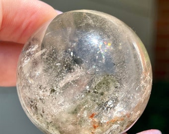 Garden Quartz Sphere with Rainbows, High Quality Crystal Gifts, AAA Grade Clear Quartz ball, #33