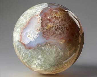 Prasiolite Flower Agate Sphere - Green Amethyst Crystal Ball