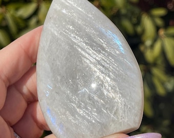 Moonstone XLarge Crystal Flame, HQ White Moonstone Blue Flash with chatoyancy (313)