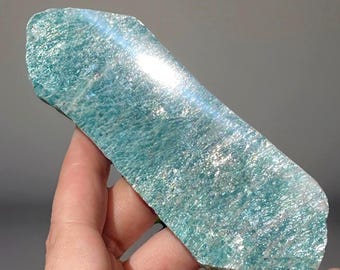 Rare Ural Amazonite Crystal Specimen - Front Polished Flashy Slab  (96)