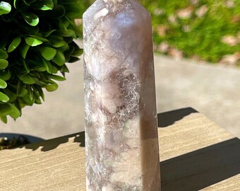 Green Amethyst Flower Agate Tower , Green Amethyst Point , AAA Crystal gifts