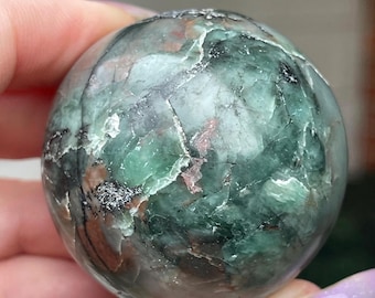 Emerald in Matrix Sphere, Brazilian Emerald Natural Crystal Orb (95)