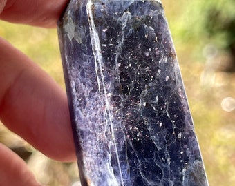 Iolite Tower with Confetti and Hematite , Rare Find Cordierite Dichroite Water Sapphire